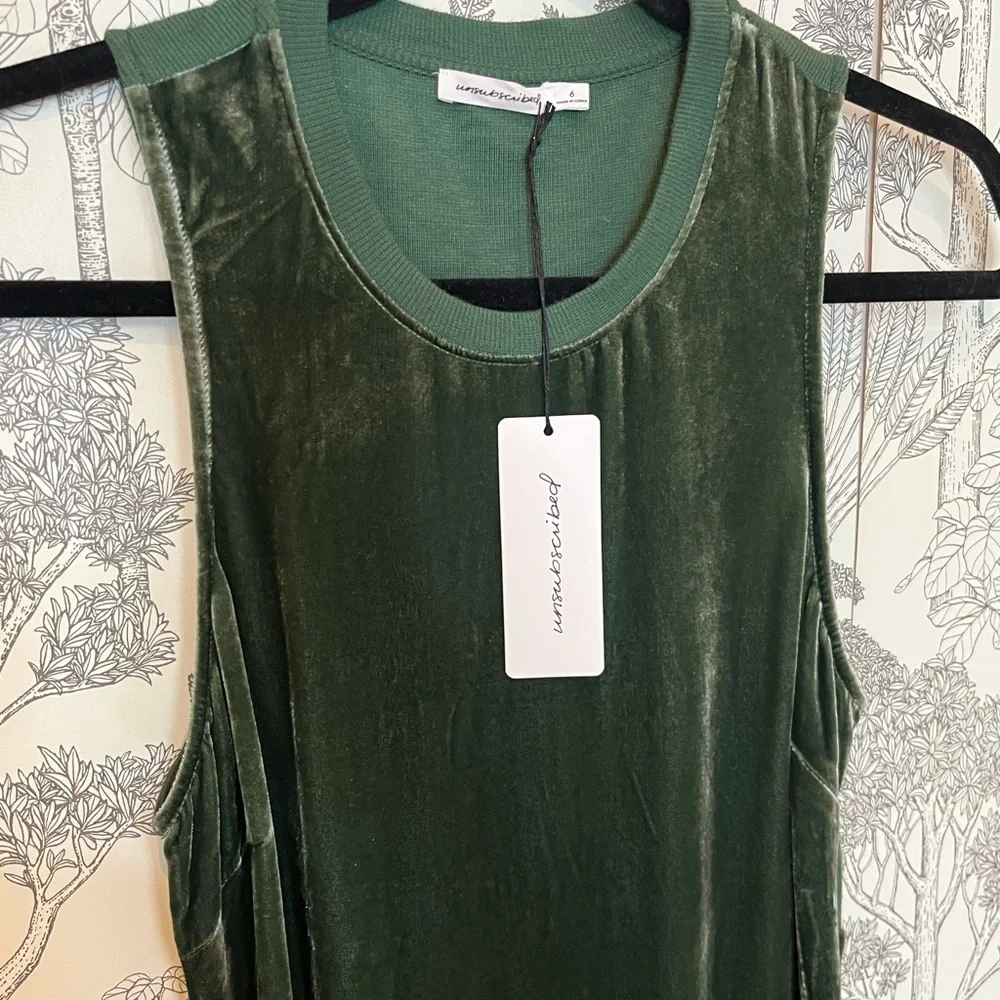 🆕 Green Velvet Silk Dress by Unsubscribed - Picture 2 of 10